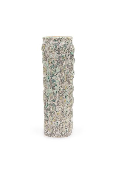 Gary DiPasquale Gary DiPasquale Contemporary Tall Knobbed Vase in Grey and White Textured Exteri