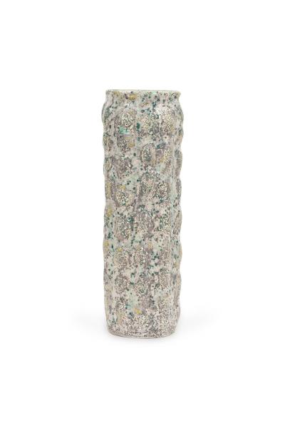 Gary DiPasquale Gary DiPasquale Contemporary Tall Knobbed Vase in Grey and White Textured Exteri