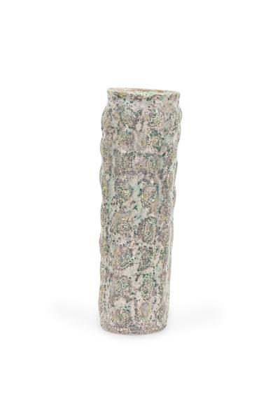 Gary DiPasquale Gary DiPasquale Contemporary Tall Knobbed Vase in Grey and White Textured Exteri