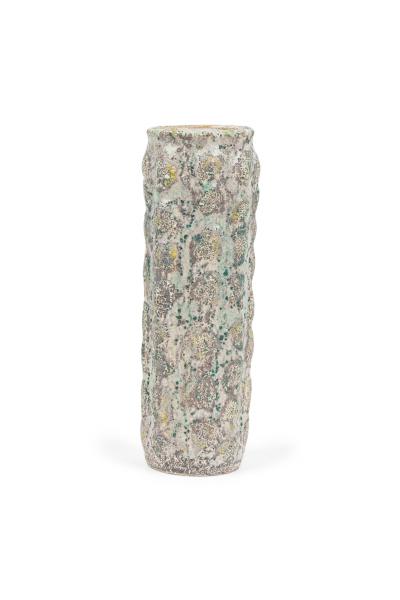 Gary DiPasquale Gary DiPasquale Contemporary Tall Knobbed Vase in Grey and White Textured Exteri