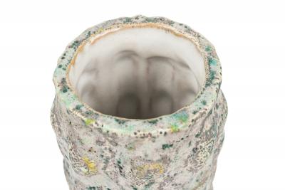 Gary DiPasquale Gary DiPasquale Contemporary Tall Knobbed Vase in Grey and White Textured Exteri
