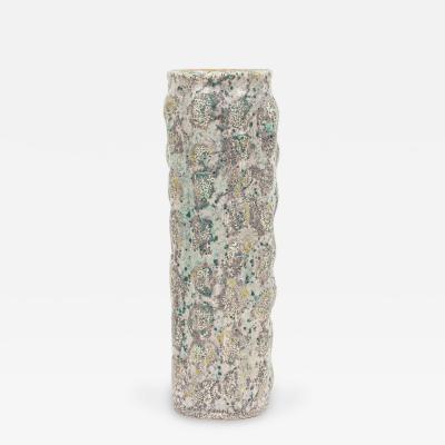 Gary DiPasquale Gary DiPasquale Contemporary Tall Knobbed Vase in Grey and White Textured Exteri