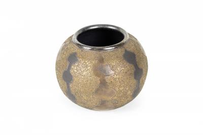 Gary DiPasquale Gary DiPasquale Contemporary Thrown Ceramic Black and Bronze Glazed Patterned Va