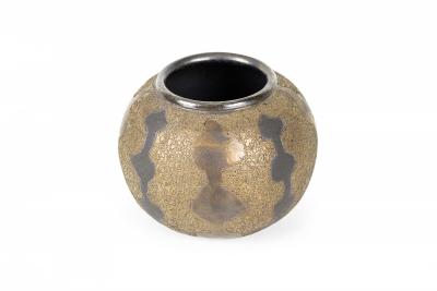 Gary DiPasquale Gary DiPasquale Contemporary Thrown Ceramic Black and Bronze Glazed Patterned Va