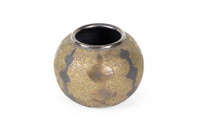 Gary DiPasquale Gary DiPasquale Contemporary Thrown Ceramic Black and Bronze Glazed Patterned Va