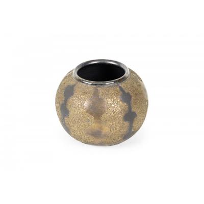 Gary DiPasquale Gary DiPasquale Contemporary Thrown Ceramic Black and Bronze Glazed Patterned Va