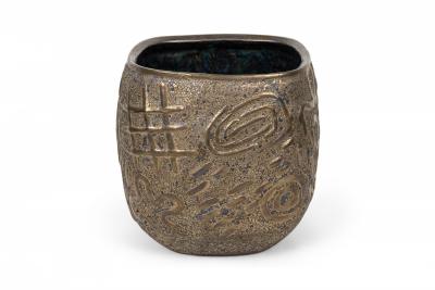 Gary DiPasquale Gary DiPasquale Contemporary Thrown Ceramic Graffiti Bronze Glazed Vessel