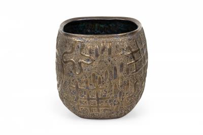 Gary DiPasquale Gary DiPasquale Contemporary Thrown Ceramic Graffiti Bronze Glazed Vessel