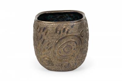 Gary DiPasquale Gary DiPasquale Contemporary Thrown Ceramic Graffiti Bronze Glazed Vessel