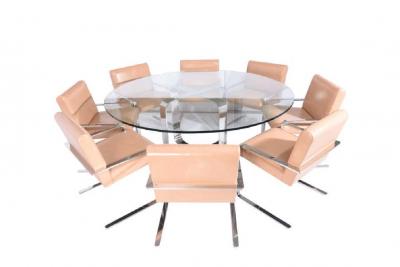Gary Gutterman Gary Gutterman Stainless Steel Dining Table and Chair Set Axius Designs 1970
