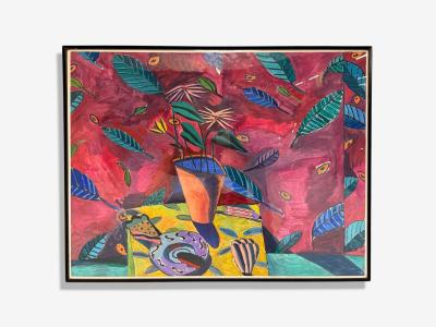 Gary Komarin Contemporary Oil on Paper Large Abstract Painting USA 1987