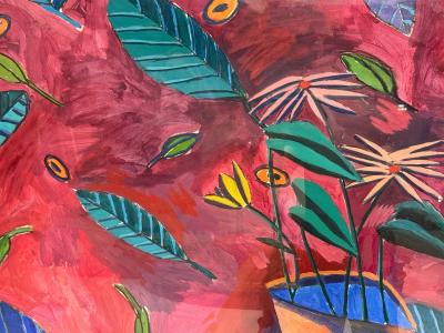 Gary Komarin Contemporary Oil on Paper Large Abstract Painting USA 1987