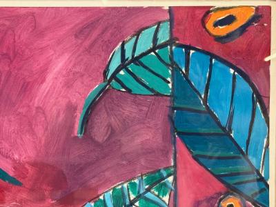 Gary Komarin Contemporary Oil on Paper Large Abstract Painting USA 1987