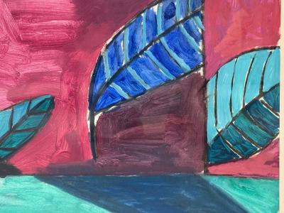 Gary Komarin Contemporary Oil on Paper Large Abstract Painting USA 1987