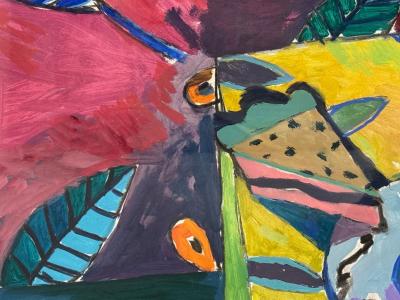 Gary Komarin Contemporary Oil on Paper Large Abstract Painting USA 1987