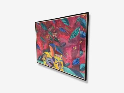 Gary Komarin Contemporary Oil on Paper Large Abstract Painting USA 1987