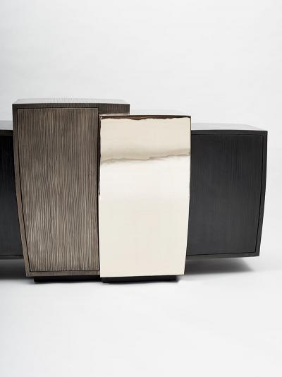 Gary Magakis Gary Magakis Blackened Steel Console with Grained and Mirrored Bronze