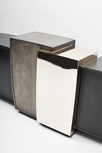 Gary Magakis Gary Magakis Blackened Steel Console with Grained and Mirrored Bronze