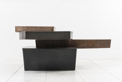 Gary Magakis Gary Magakis Bronze and Steel Stacked Low Table with Drawer USA