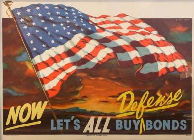 Gary Orr Now Lets All Buy Defense Bonds Vintage Poster by Gary Orr 1950