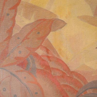 Gaston Andre Art Deco Signed Gaston Andre Oil on Canvas Tropical Landscape of Palms