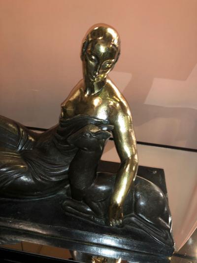Gaston B guin French Art Deco Golden Bronze Sculpture by Gaston Beguin