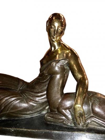 Gaston B guin French Art Deco Golden Bronze Sculpture by Gaston Beguin