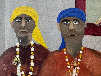 Gaston Ledain Damballa Ceremony Original Painting of Haitian Art Vodou Ceremony