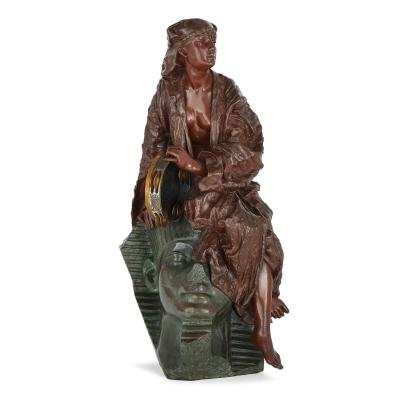 Gaston Leroux Two tone patinated bronze sculpture by G Leroux depicting Aida