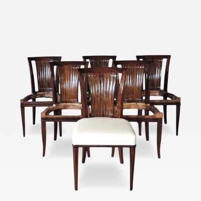 Gaston Poisson A Set of Six French Art Deco Mahogany Dining Chairs by Gaston Poisson