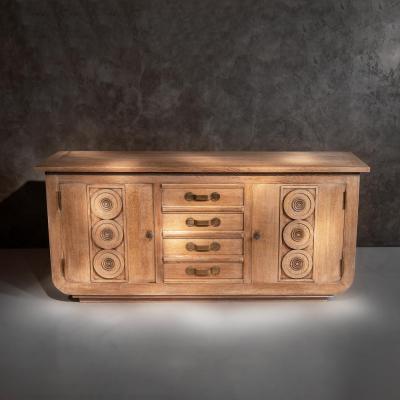 Gaston Poisson French Gaston Poisson Art Deco Oak Sideboard Buffet 1940