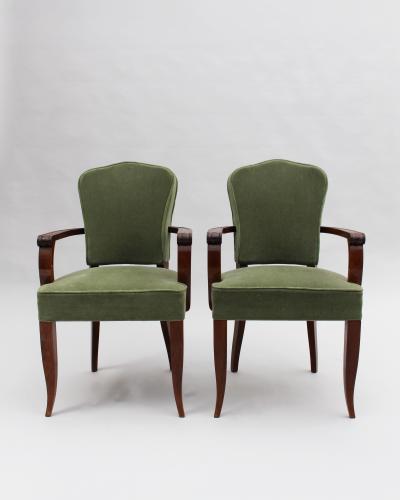 Gaston Poisson Pair of Fine French Art Deco Mahogany Armchairs by Gaston Poisson