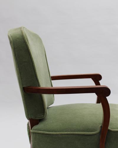 Gaston Poisson Pair of Fine French Art Deco Mahogany Armchairs by Gaston Poisson