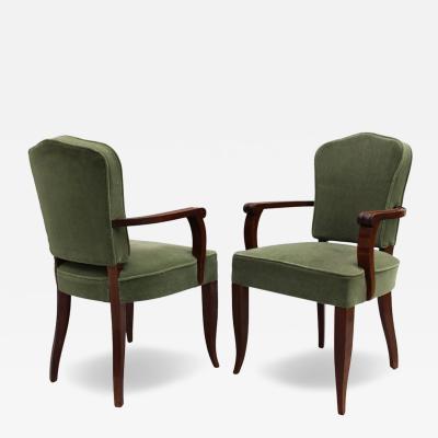 Gaston Poisson Pair of Fine French Art Deco Mahogany Armchairs by Gaston Poisson