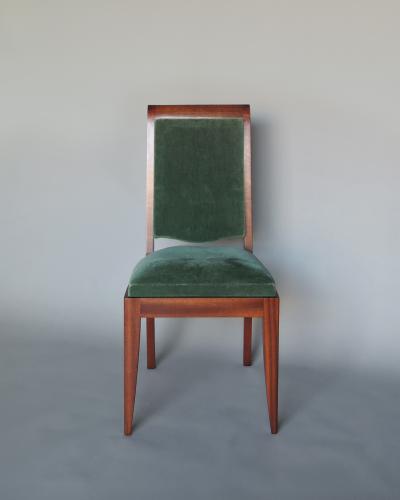 Gaston Poisson Set of 10 Fine French Art Deco Solid Mahogany Dining Chairs by Gaston Poisson