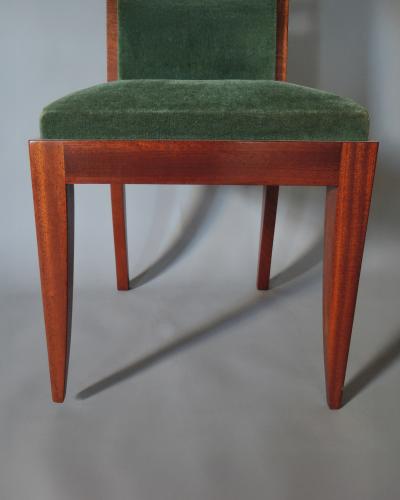 Gaston Poisson Set of 10 Fine French Art Deco Solid Mahogany Dining Chairs by Gaston Poisson