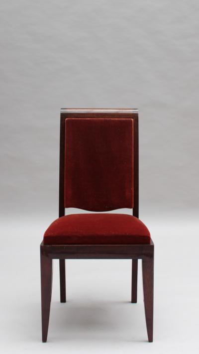 Gaston Poisson Set of 4 French Art Deco Mahogany Dining Chairs by Gaston Poisson