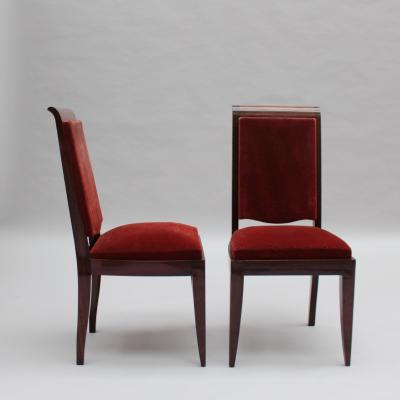 Gaston Poisson Set of 4 French Art Deco Mahogany Dining Chairs by Gaston Poisson