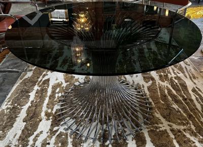 Gastone Rinaldi Gastone Rinaldi Table in Chromed Metal and Smoked Glass 1970s
