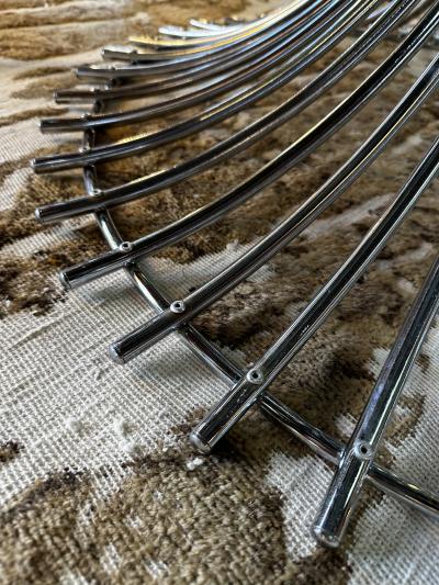 Gastone Rinaldi Gastone Rinaldi Table in Chromed Metal and Smoked Glass 1970s