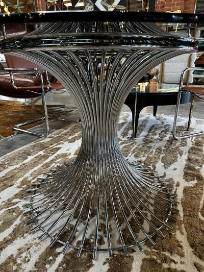 Gastone Rinaldi Gastone Rinaldi Table in Chromed Metal and Smoked Glass 1970s