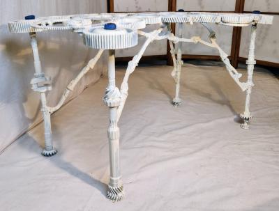 Gears and RR Spikes Welded Steel Dining Table 1970s Extraordinary