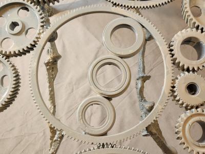 Gears and RR Spikes Welded Steel Dining Table 1970s Extraordinary