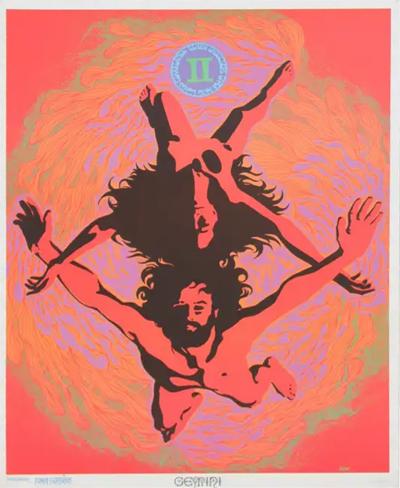 Gemini Zodiac Psychedelic Art 1967 Funky Features Poster