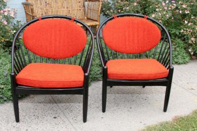 Gemla Pair of Mid Century Swedish Bent Beech Wood Hoop Chairs