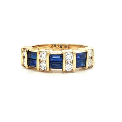 Gemlok Sapphire and Diamond 18kt Band Ring
