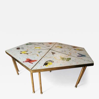 Genaro Alvarez Genaro Alvarez Six Piece Butterfly Mosaic Cocktail Table Mexico 1950s