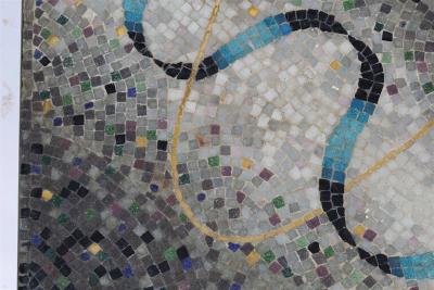 Genaro Alvarez MOSAIC TILE AND BRASS SIDE TABLE BY GENARO ALVAREZ