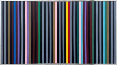 Gene Davis Mid century Hard Edge Colorful Lines Painting Gene Davis Manner Abstract