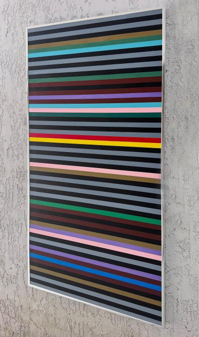 Gene Davis Mid century Hard Edge Colorful Lines Painting Gene Davis Manner Abstract